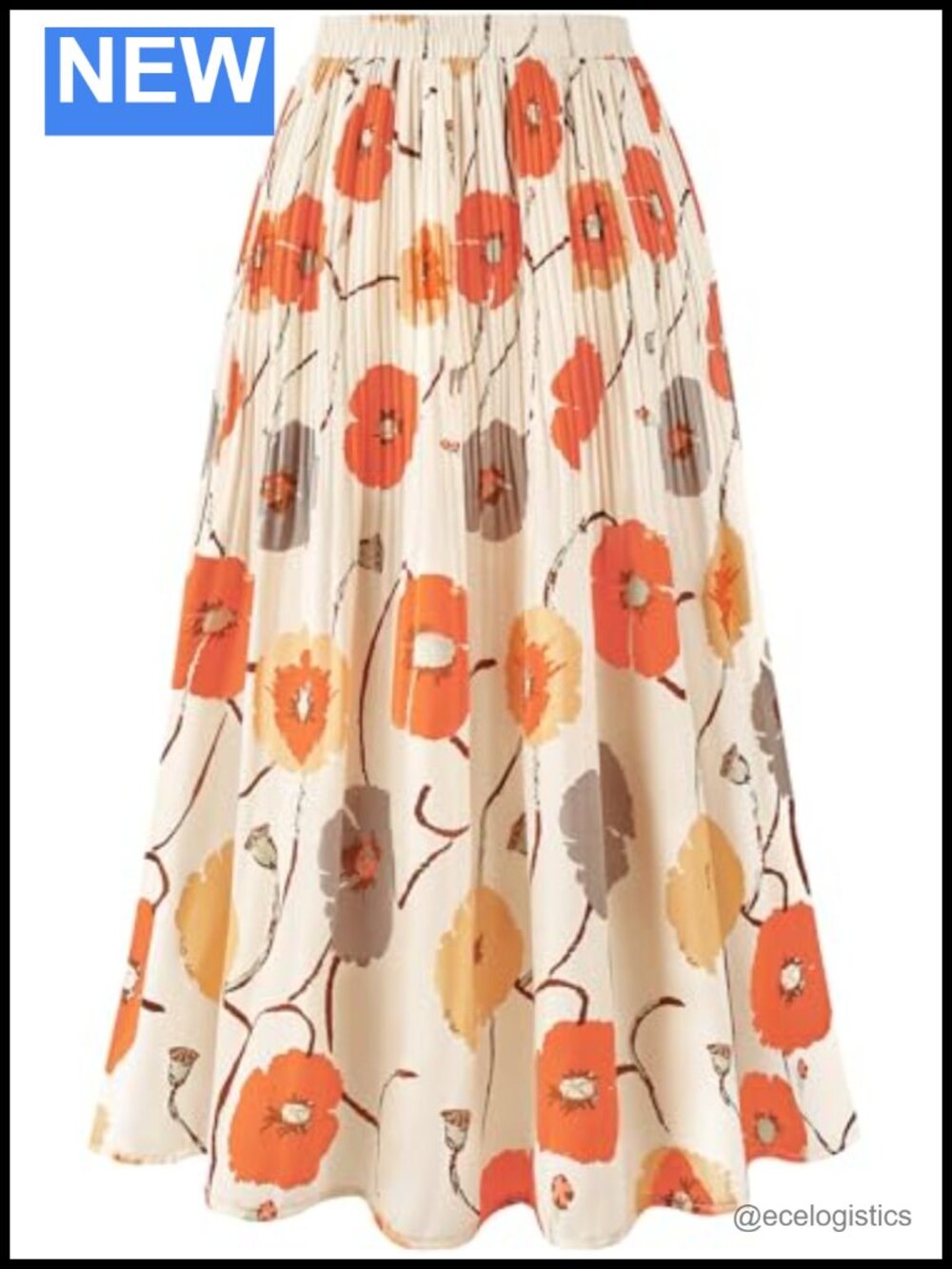Chiffon High Waist Leopard Midi A-Line Skirt with Elastic Pleated